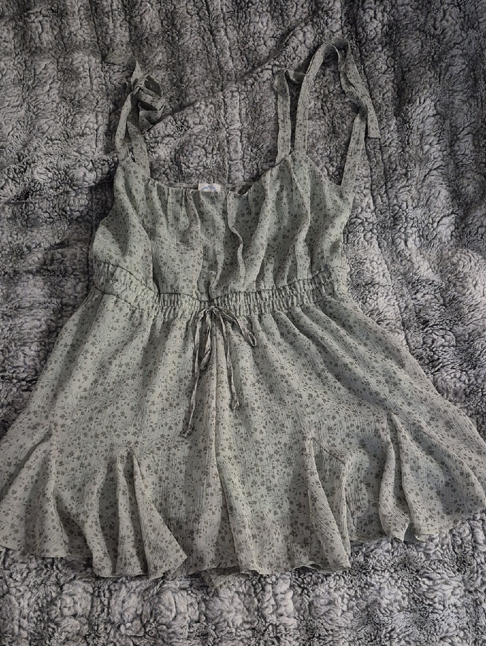 Blue Rain 🖤 Sage Floral Tie-Shoulder Romper (690)